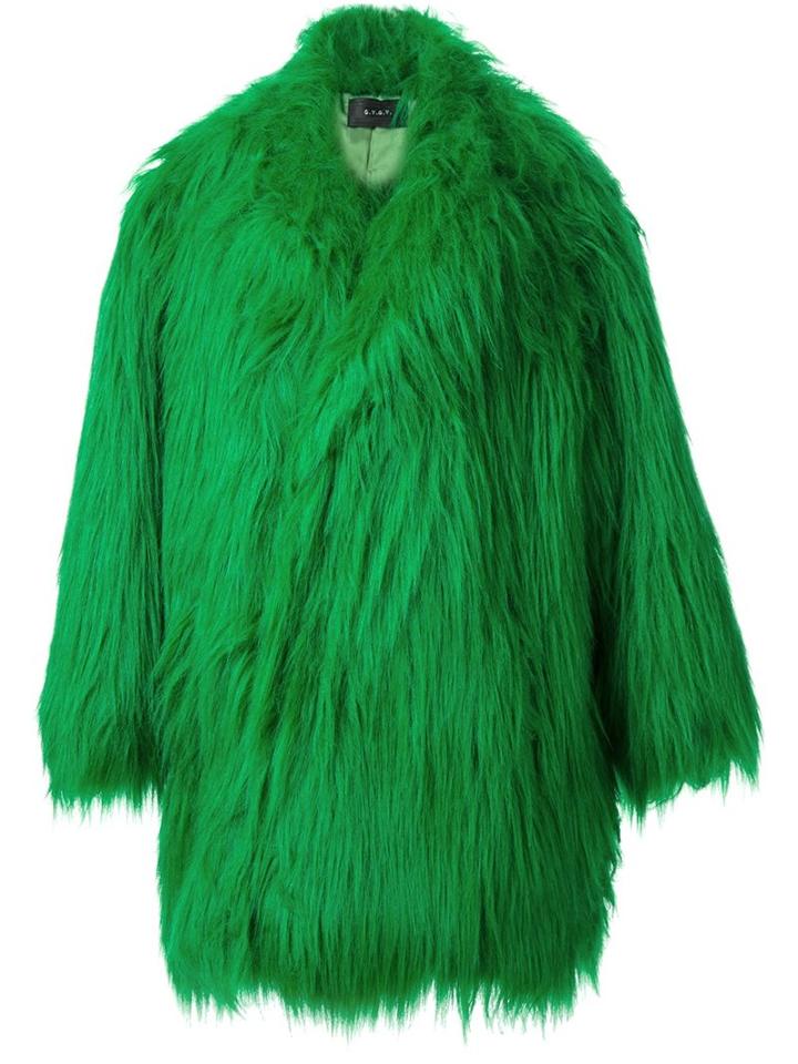 G.v.g.v. 'shaggy' Coat, Women's, Size: 34, Green, Acrylic