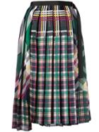 Sacai Contrast Panel Asymmetric Skirt - Multicolour