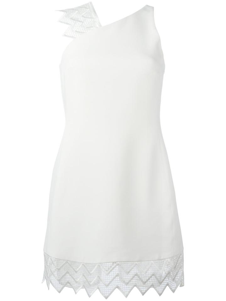 David Koma Lace Hem Dress, Size: 12, White, Acetate/viscose/spandex/elastane/acrylic