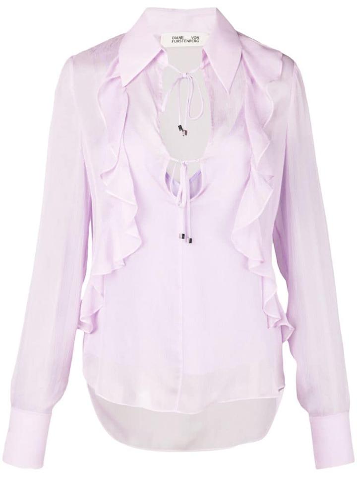 Diane Von Furstenberg Everleigh Collared Blouse - Purple