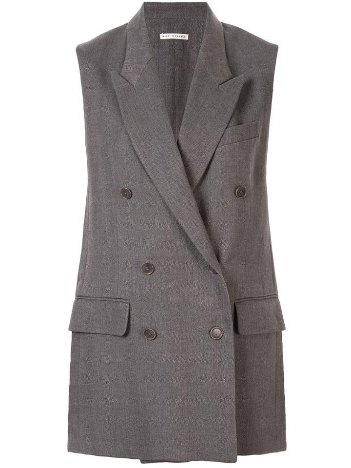 Hermès Pre-owned Peaked Lapels Elongated Waistcoat - Grey