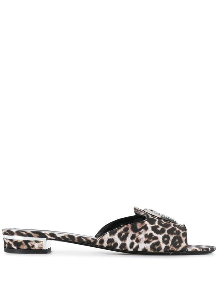 Philipp Plein Statement Leopard Print Slides - Black