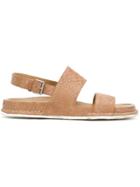 Del Carlo Side Buckle Sandals - Brown