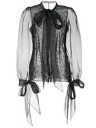 Marchesa Pussy-bow Lace Blouse - Black