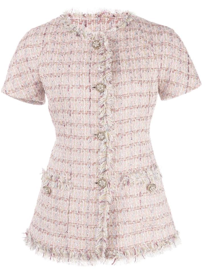 Brock Collection Short Sleeve Tweed Jacket - Pink