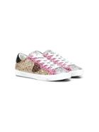 Philippe Model Kids Teen Color-block Glitter Sneakers - Pink