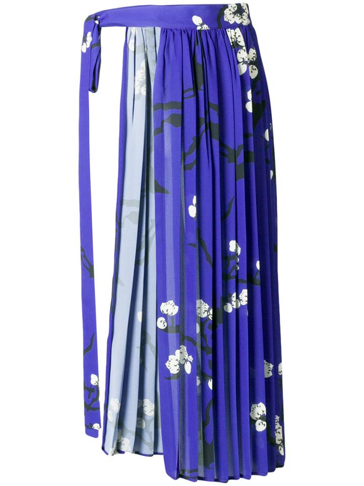 Act N&deg;1 Floral Print Pleated Skirt - Pink & Purple