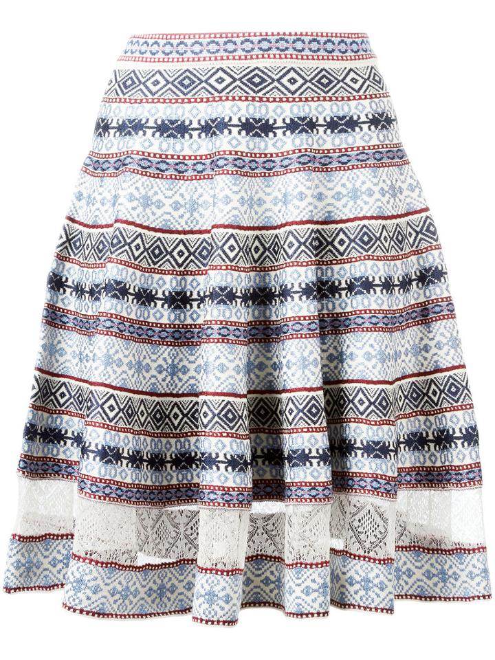 Alexander Mcqueen Knee-length Jacquard Skirt, Women's, Size: Medium, Blue, Silk/viscose/polyester/spandex/elastane