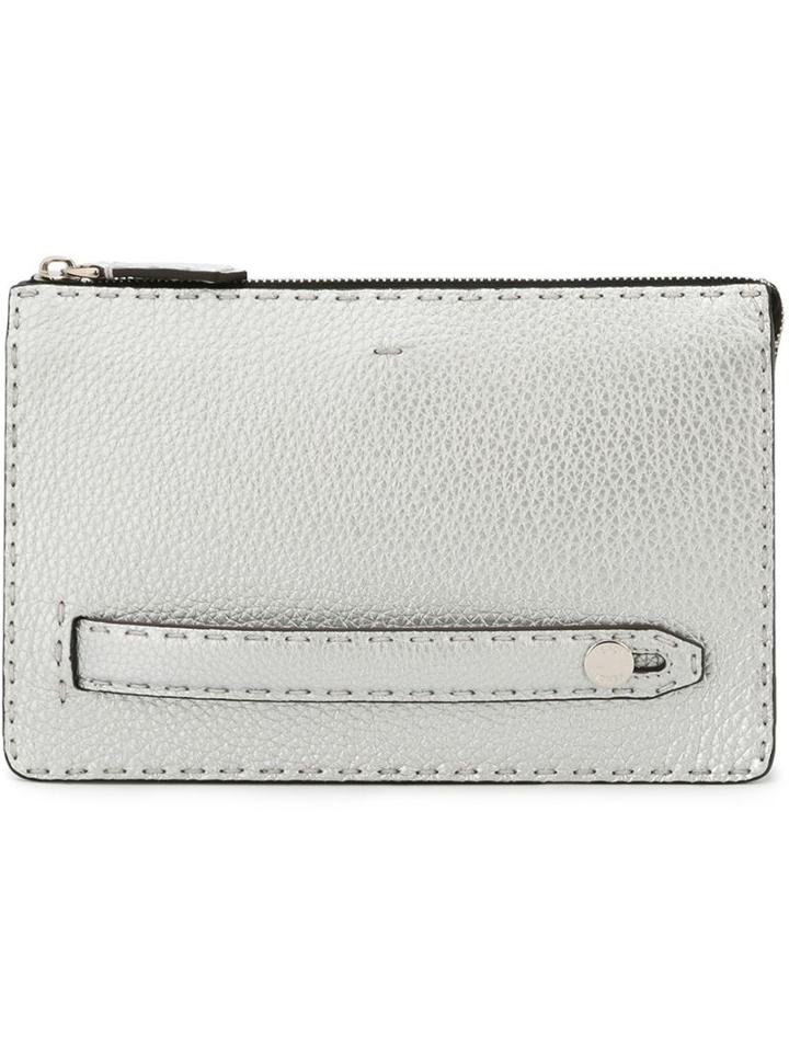 Fendi Slim Clutch, Men's, Grey, Calf Leather