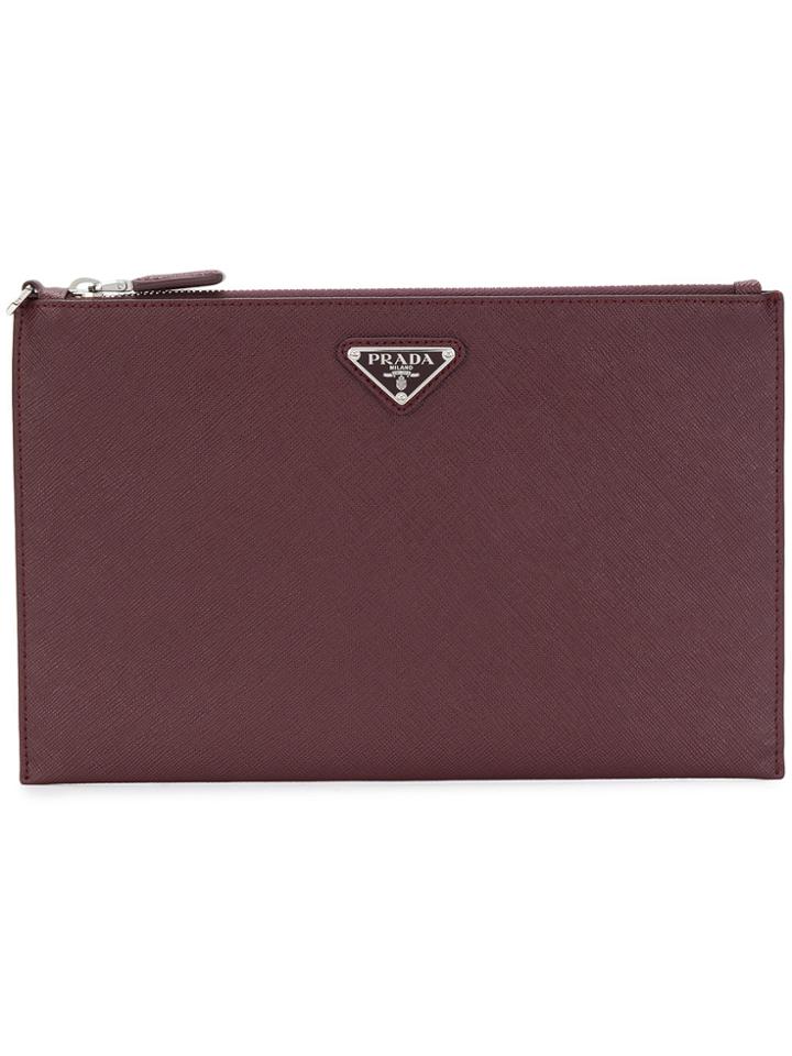 Prada Medium Logo Pouch - Red