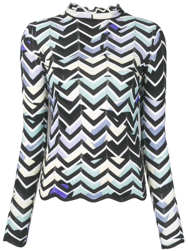 Emilio Pucci Alex Chevron-knit Jumper - Neutrals