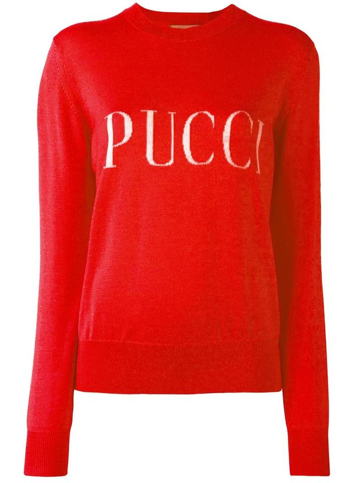 Emilio Pucci Logo Print Jumper, Women's, Size: Xs, Red, Merino