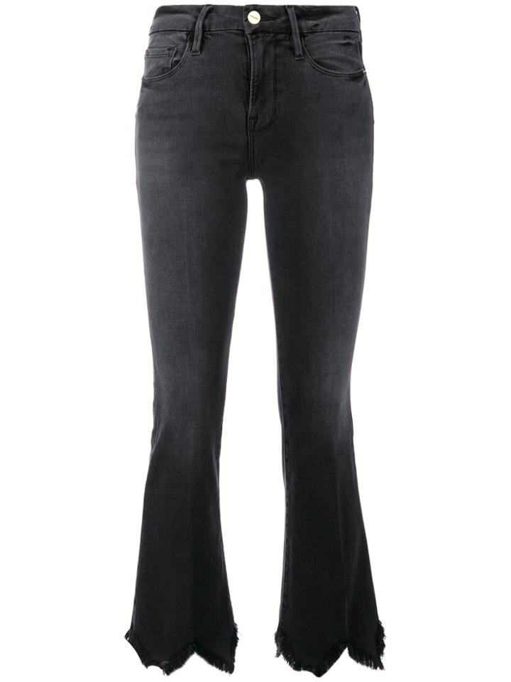 Frame Denim Frayed Kick Flare Jeans - Black