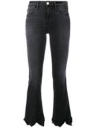 Frame Denim Frayed Kick Flare Jeans - Black
