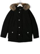 Woolrich Kids Teen Fur-trimmed Hooded Coat - Black