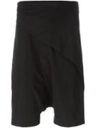 Rick Owens Wrap Effect Drop Crotch Shorts, Men's, Size: 50, Black, Silk/polyester