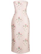 Brock Collection Strapless Floral Midi Dress - Pink
