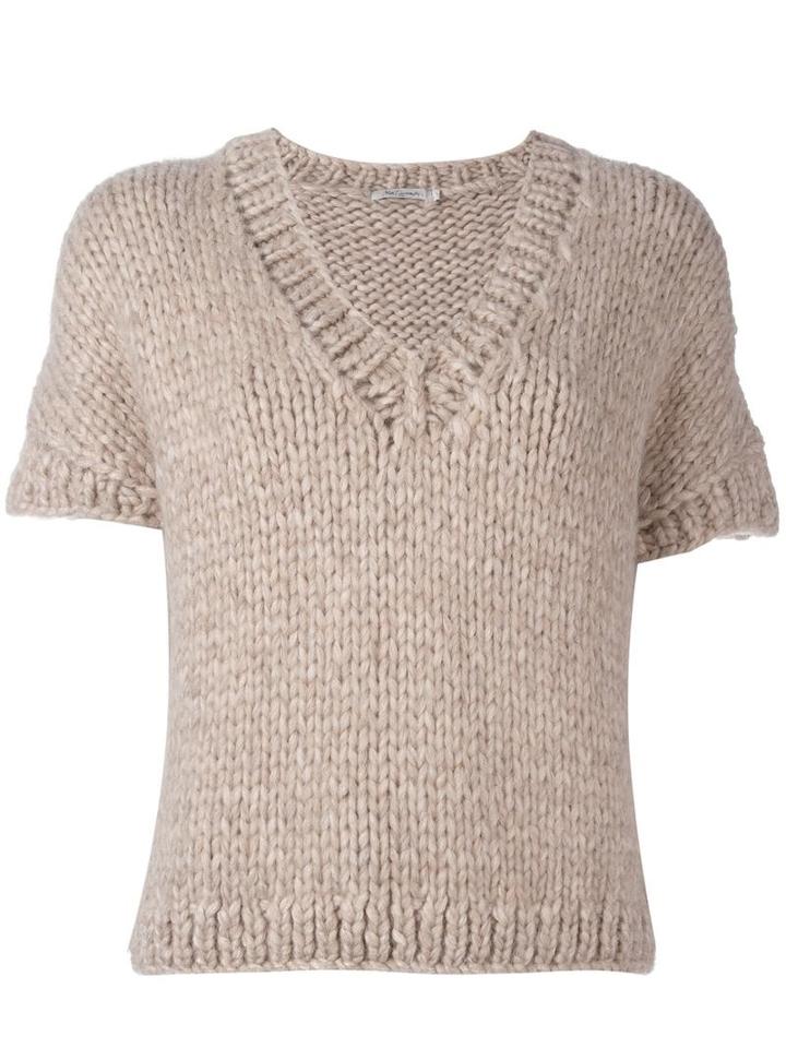 Mes Demoiselles Shortsleeved Knit Top, Women's, Size: I, Nude/neutrals, Wool/polyamide/alpaca