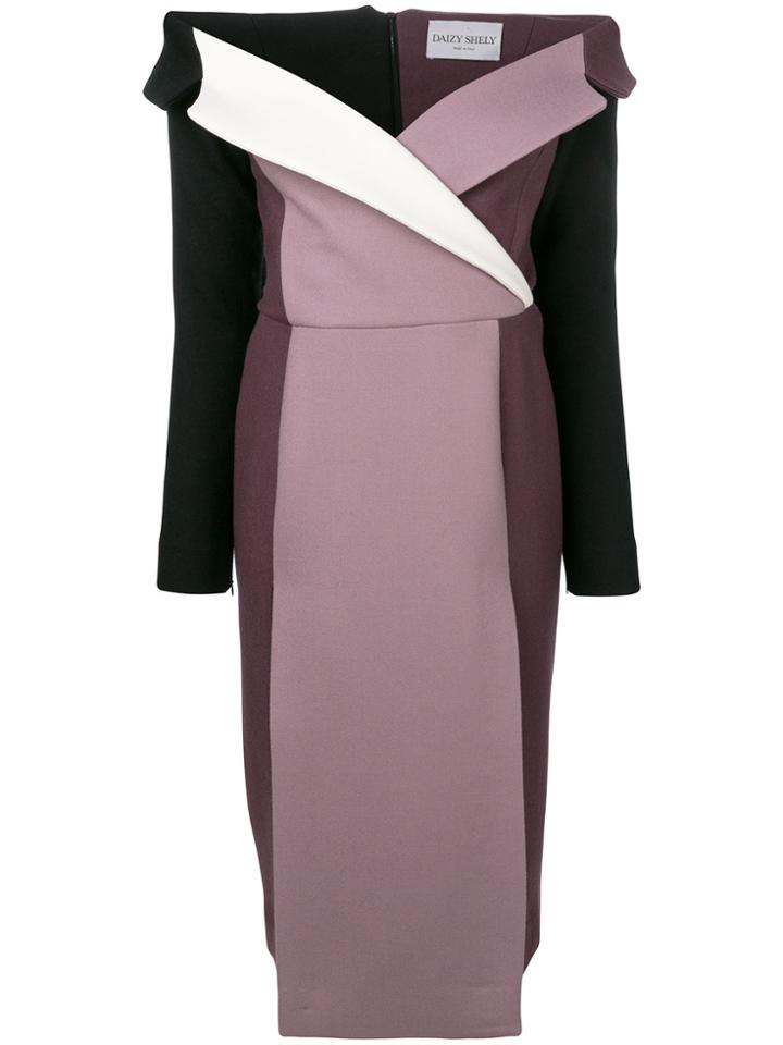 Daizy Shely Colour Block Fitted Dress - Pink & Purple