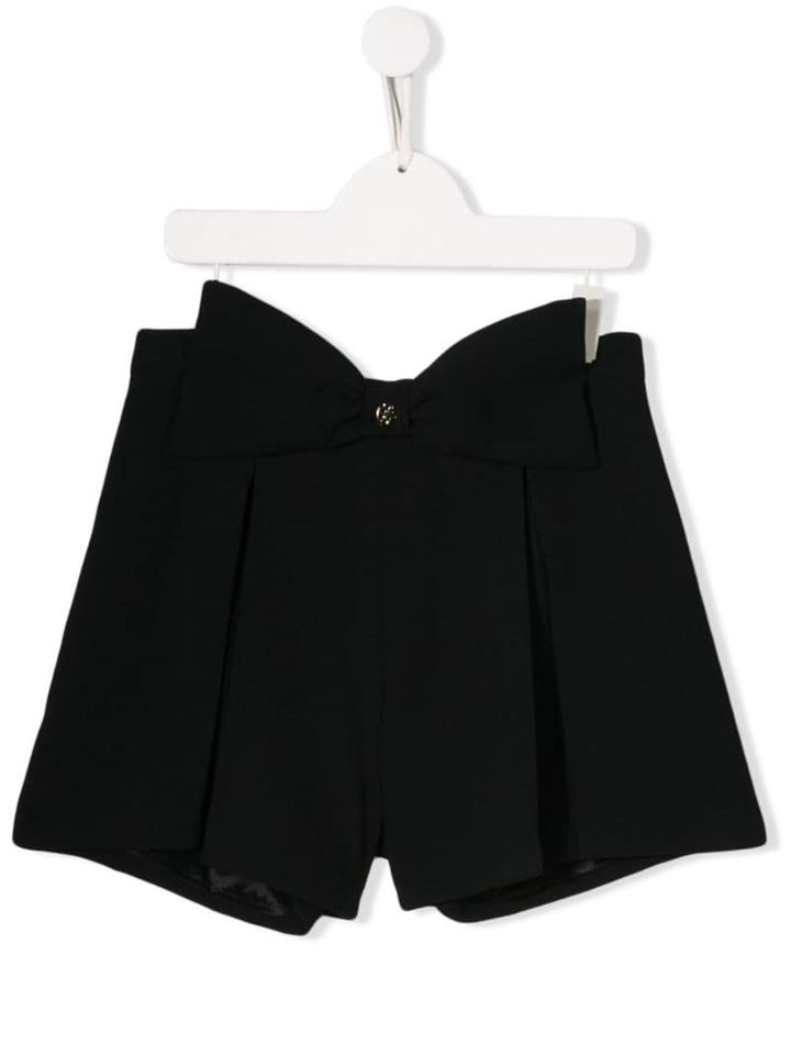 Elisabetta Franchi La Mia Bambina Teen Bow Tailored Shorts - Black