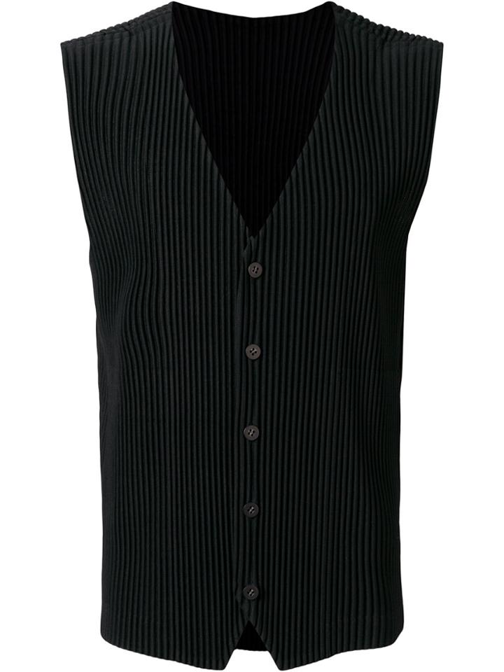 Homme Plissé Issey Miyake Sleeveless Designer Jacket - Black