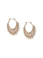 Marchesa Notte Pearl Embellished Hoop Earrings - Metallic