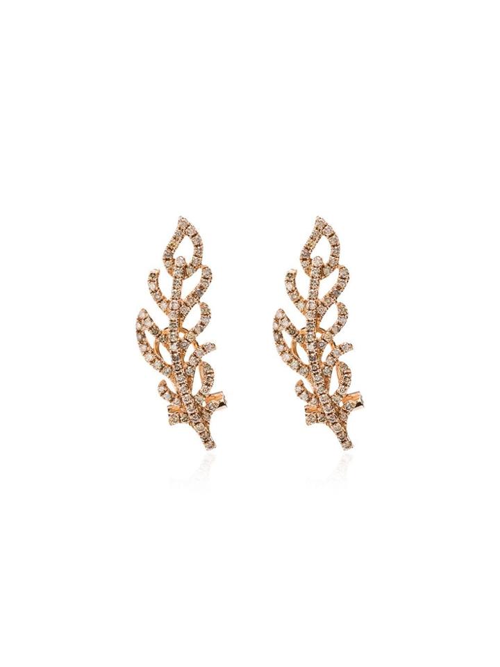 Rosa De La Cruz Leaf Earrings - Rose Gold
