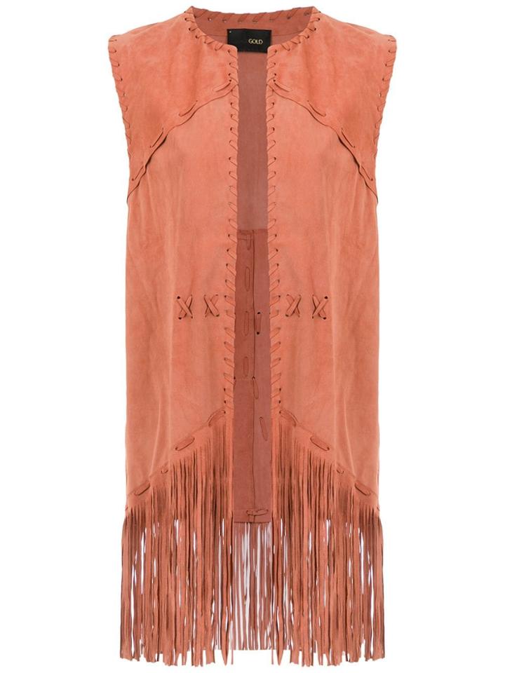 Andrea Bogosian Fringered Gillet - Yellow & Orange
