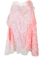 Comme Des Garçons Tricot Gathered Lace Skirt, Women's, Red, Nylon/polyester
