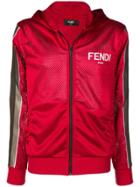 Fendi Mesh Logo Print Jacket - Red