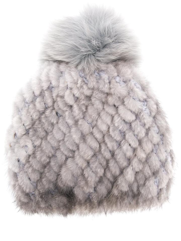 Max Mara Pompom Beanie - Grey