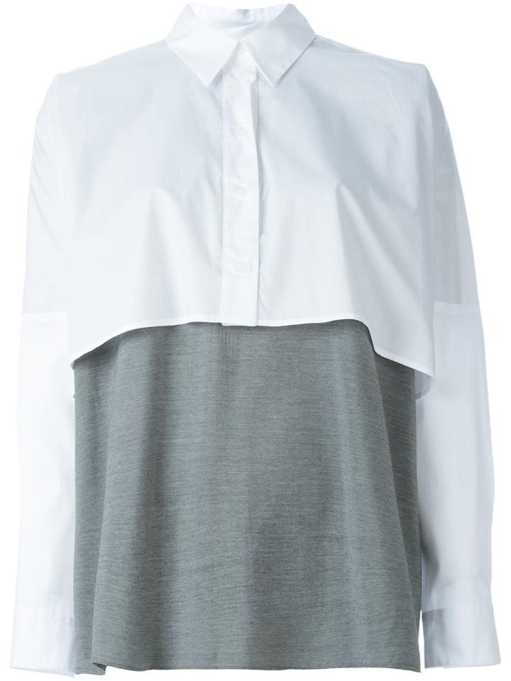 Mm6 Maison Margiela Layered Shirt, Women's, Size: Large, White, Viscose/silk/cotton