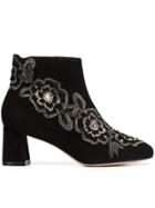 Sophia Webster Floral Patch Ankle Boots - Black