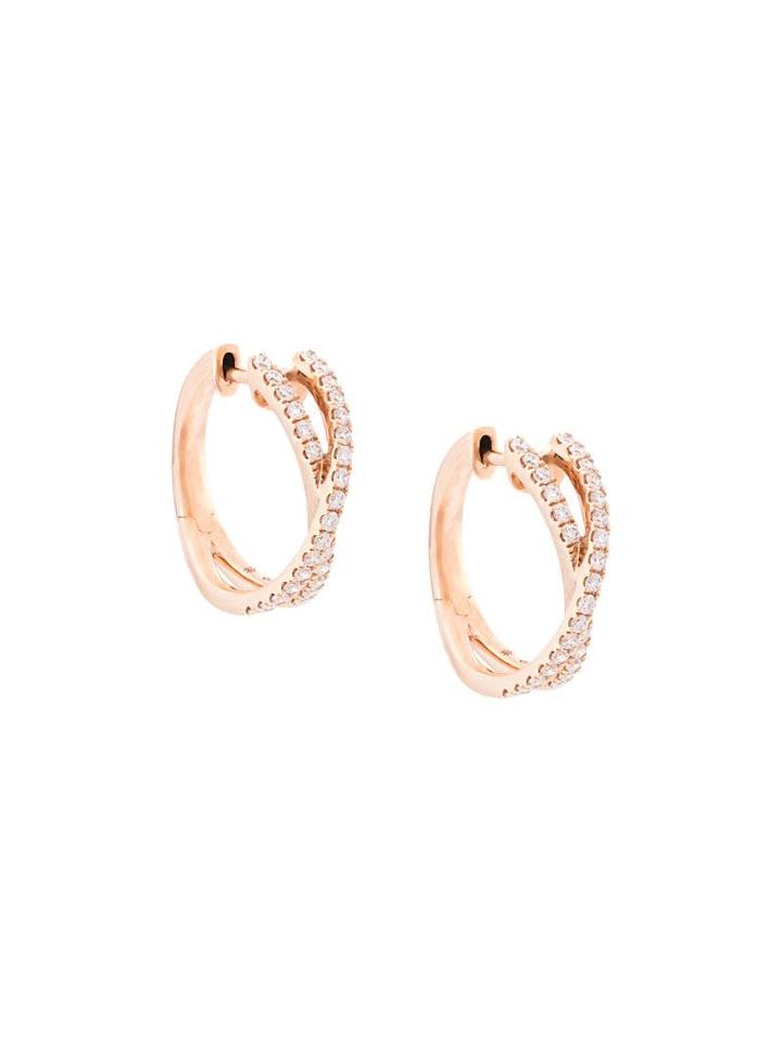 Marchesa 18kt Rose Gold Diamond Cross-over Small Hoops