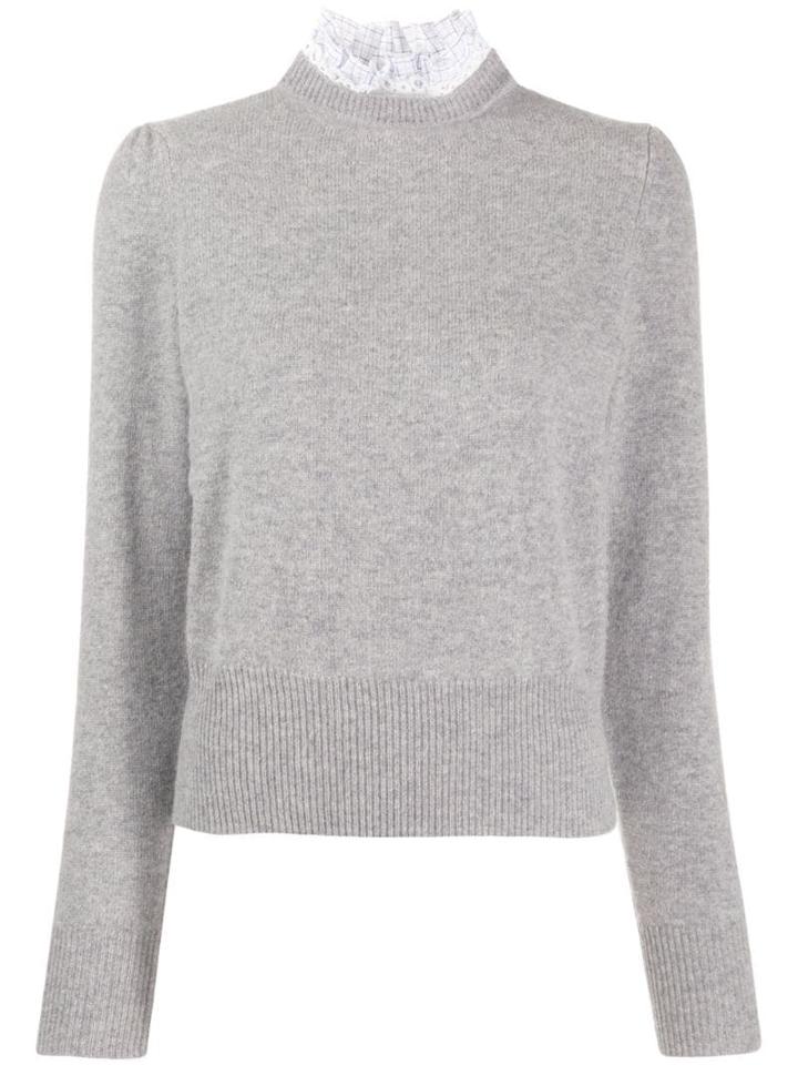 Sandro Paris Sweatshirt With Ribbed Details - Grey