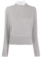Sandro Paris Sweatshirt With Ribbed Details - Grey
