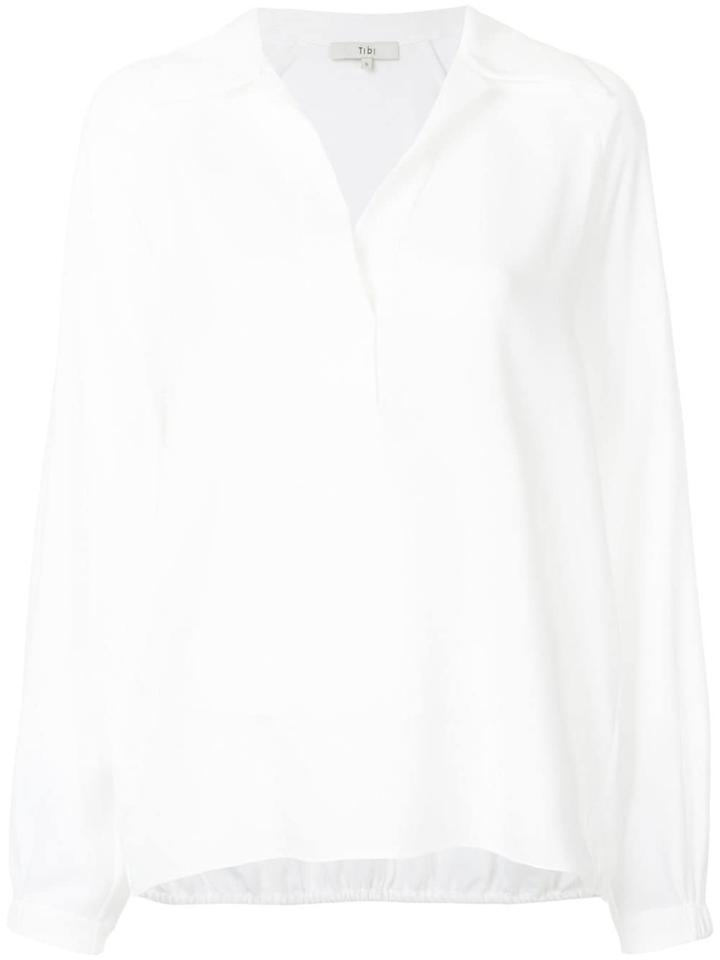 Tibi Savanna Crepe Polo Shirt - White