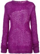 Helmut Lang Distressed Knit Sweater - Pink & Purple