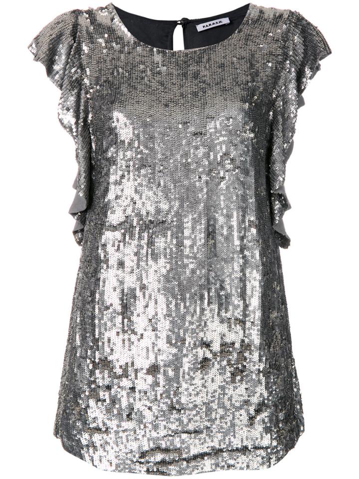 P.a.r.o.s.h. Long Line Sequinned Top - Metallic