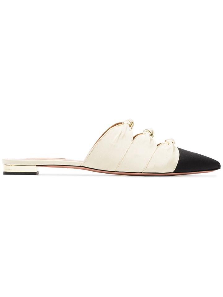 Aquazzura Black And Beige Mondaine Fabric Flat Slides - Neutrals