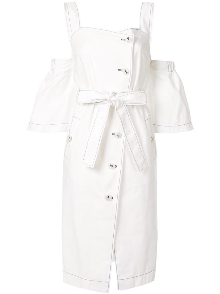 Portspure Contrast Stitching Dress - White