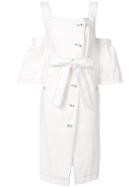 Portspure Contrast Stitching Dress - White