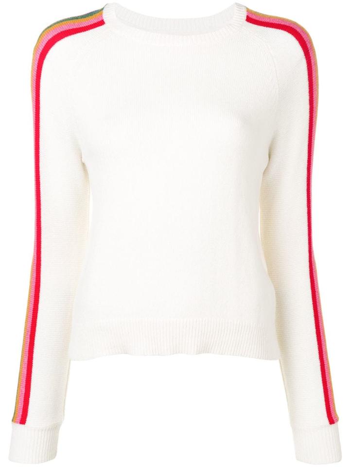 Allude Striped Trim Jumper - White