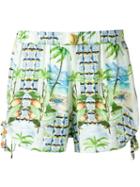 Blue Man Printed Shorts, Women's, Size: Medium, Lyocell