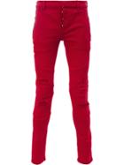 Balmain Distressed Skinny Jeans - Red