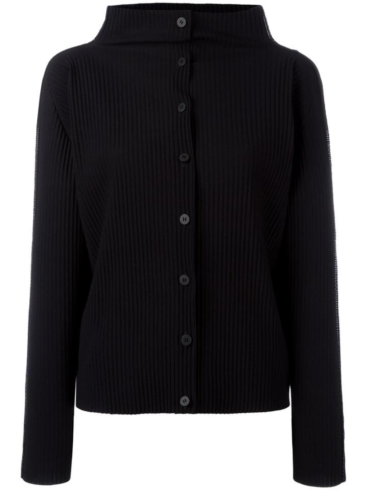 Issey Miyake Cauliflower Ribbed Buttoned Jacket, Women's, Black, Polyester