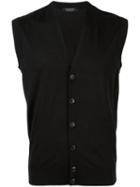 Ermenegildo Zegna Sleeveless Cardigan, Men's, Size: 50, Black, Wool