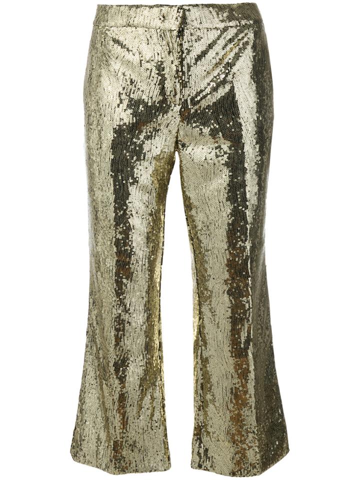 No21 Sequinned Cropped Trousers - Metallic