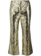 No21 Sequinned Cropped Trousers - Metallic