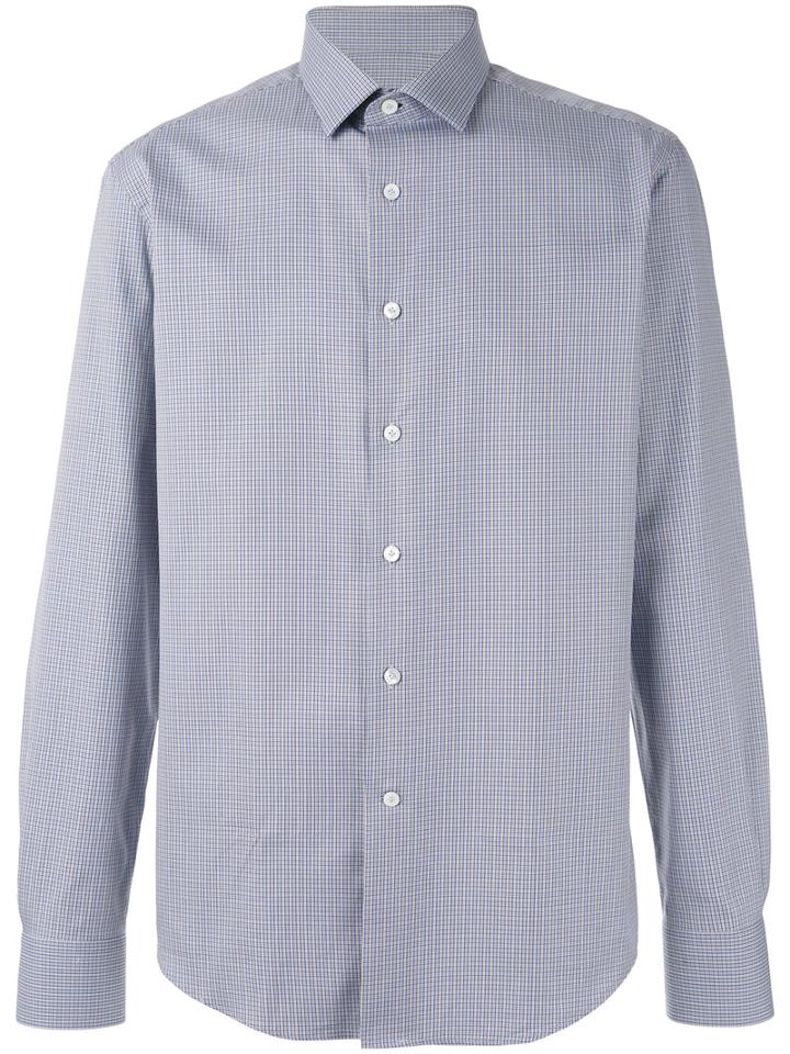 Lanvin - Checked Shirt - Men - Cotton - 42, Blue, Cotton